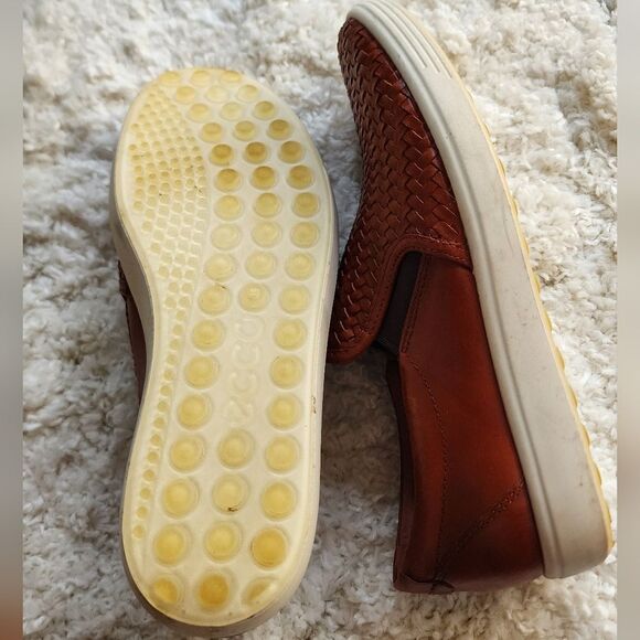 Ecco Brown Woven Leather Slip-On Loafers - Picture 2 of 3